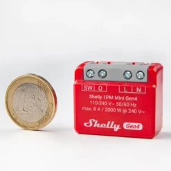 Shelly 1PM Mini Gen4, WiFi + Zigbee relæ med effektmåling (230 VAC), 2 pak