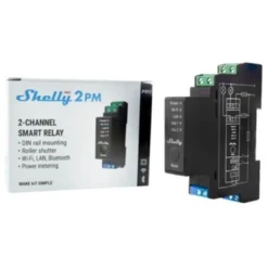 Shelly Pro 2PM, 2-kanals relæ med effektmåling, 2x16A, WiFi, til DIN-skinne