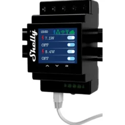 Shelly Pro 4PM, WiFi-styret 4-kanals relæ, 4x16A, 40A max, DIN-skinne, effektmåling