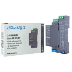 Shelly Pro 2, 2x16A relæ med potentialfrie kontakter, DIN-skinne