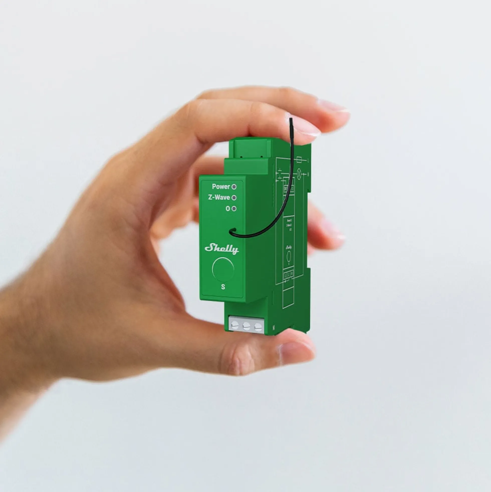 Shelly Wave Pro Dimmer 1PM, 1-kanal DIN lysdæmper m. energimåling, Z-Wave