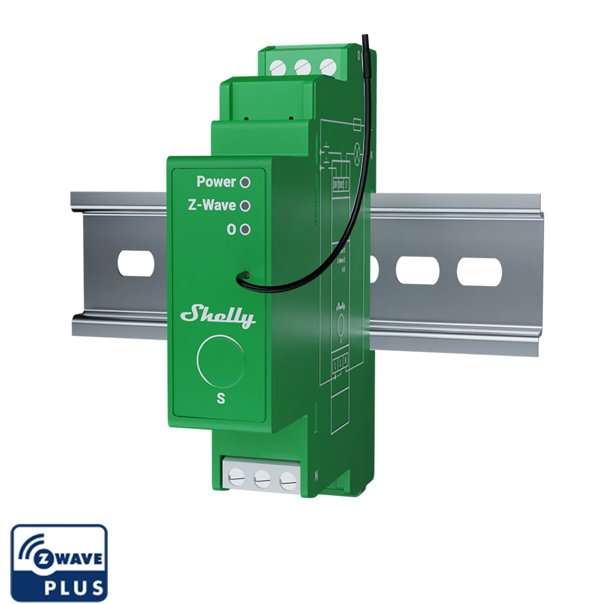 Shelly Wave Pro Dimmer 1PM, 1-kanal DIN lysdæmper m. energimåling, Z-Wave