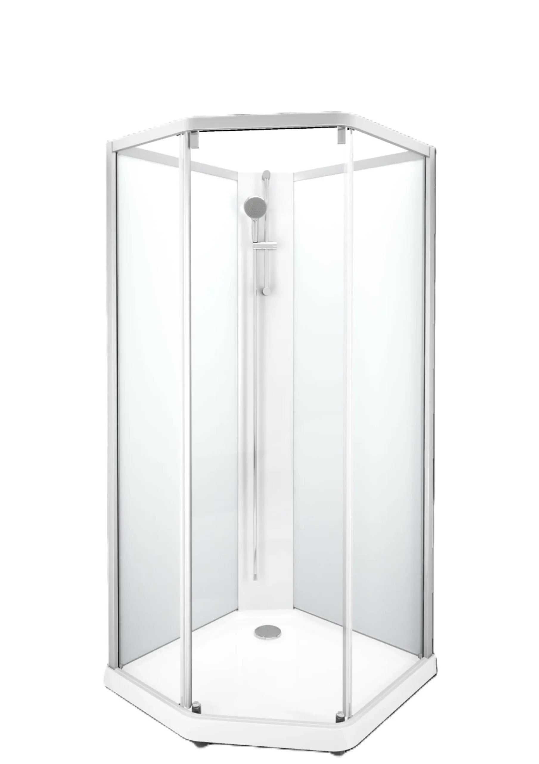Showerama 10-5 classic femkantet brusekabine, 100x100 cm, alu/frost