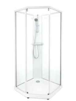 Showerama 10-5 classic femkantet brusekabine, 90x90 cm, hvid/klar