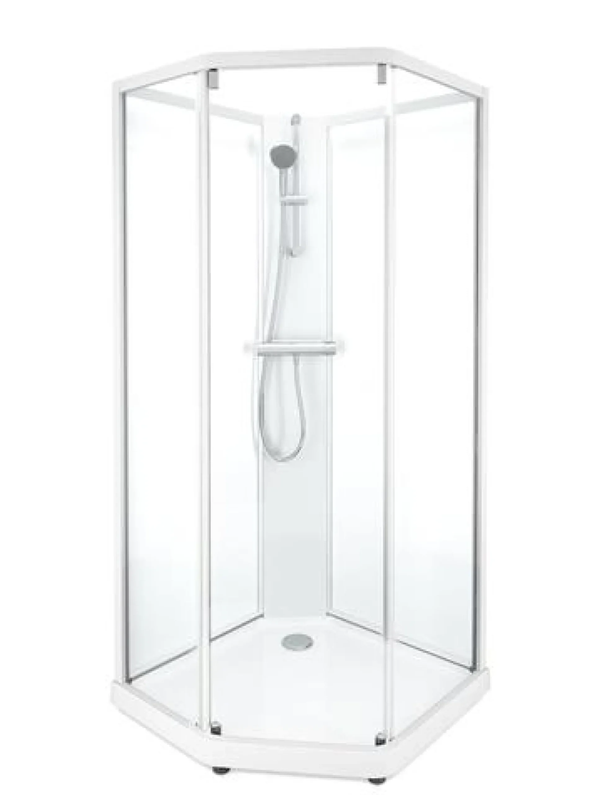 Showerama 10-5 classic femkantet brusekabine, 90x90 cm, hvid/klar