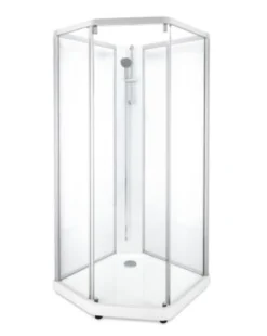 Showerama 10-5 classic femkantet brusekabine, 80x90 cm, alu/klar