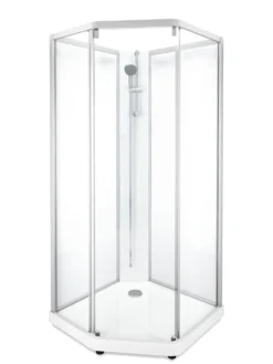Showerama 10-5 classic femkantet brusekabine, 90x80 cm, alu/klar