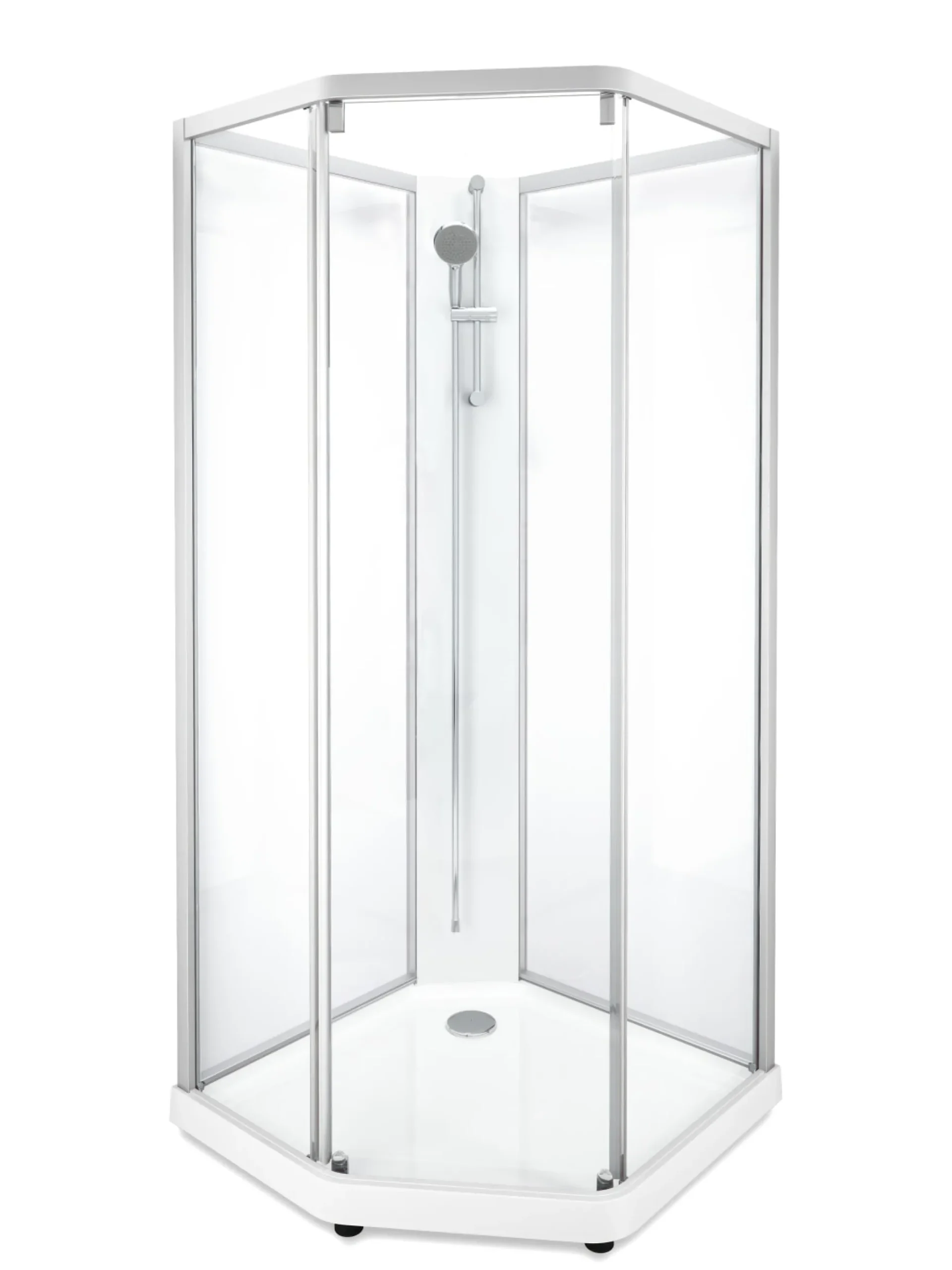 Showerama 10-5 classic femkantet brusekabine, 90x80 cm, alu/klar