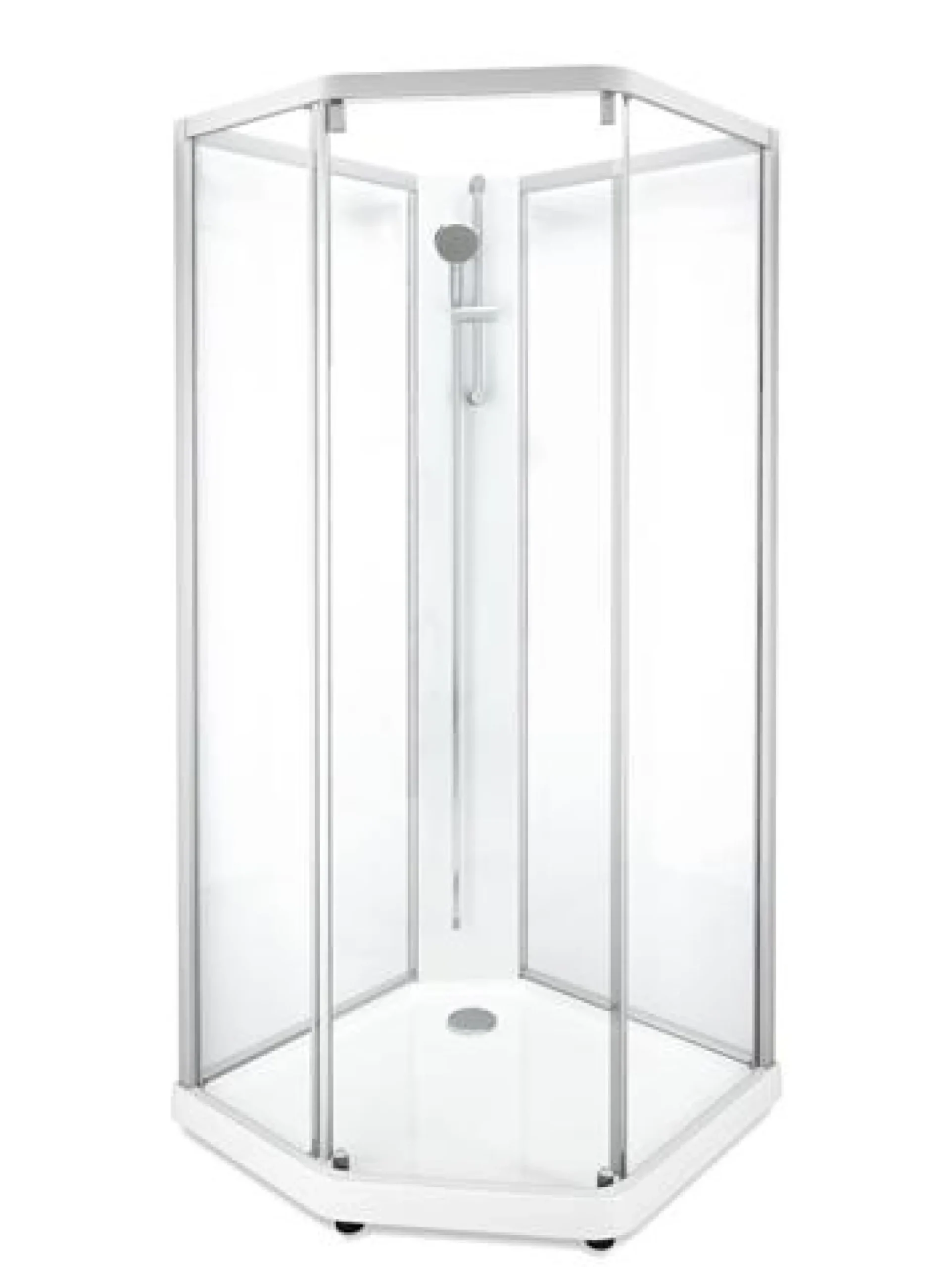 Showerama 10-5 classic femkantet brusekabine, 90x80 cm, alu/klar