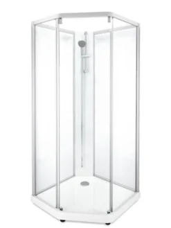 Showerama 10-5 classic femkantet brusekabine, 100x100 cm, alu/klar