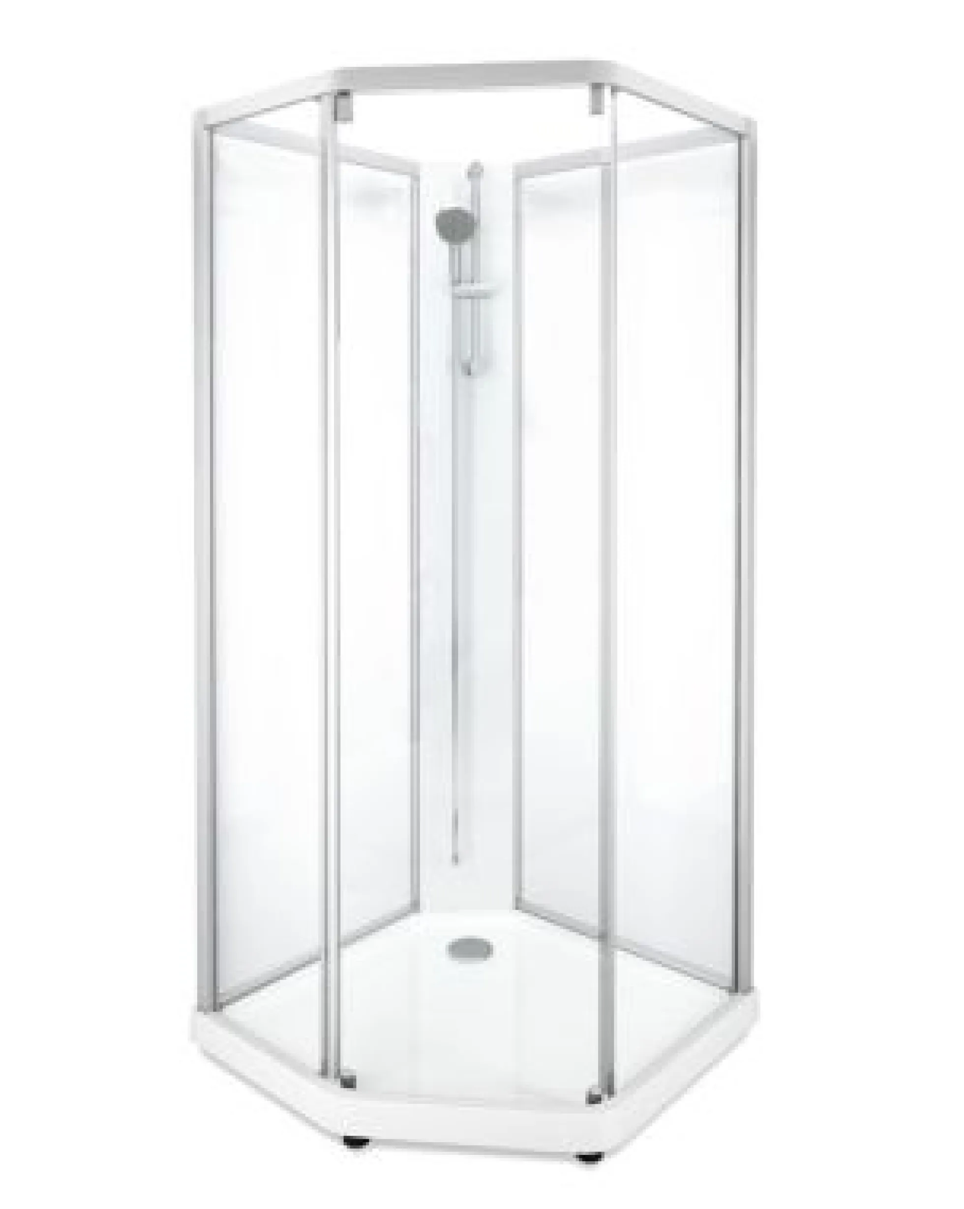 Showerama 10-5 classic femkantet brusekabine, 100x100 cm, alu/klar