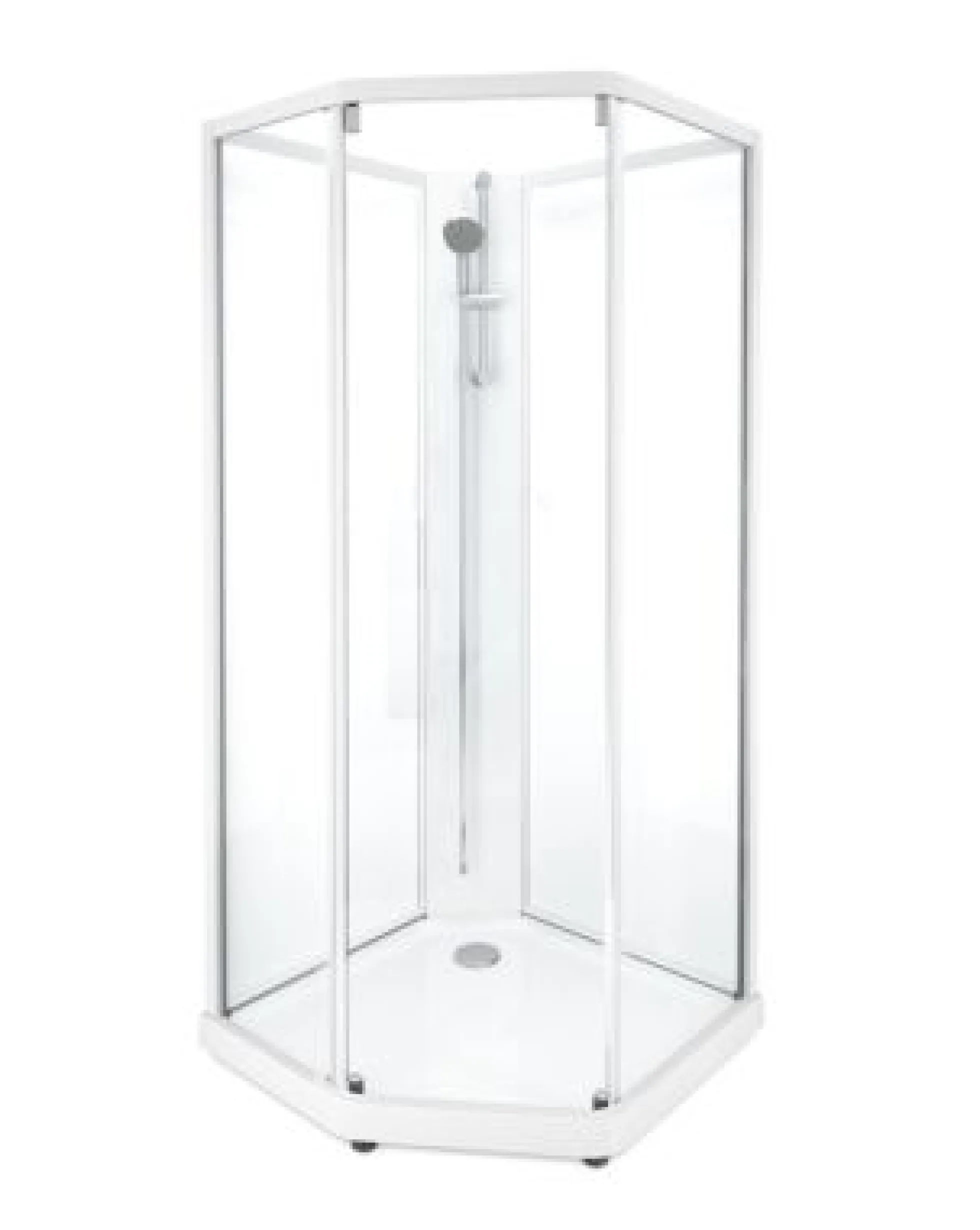 Showerama 10-5 classic femkantet brusekabine, 100x100 cm, hvid/klart glas