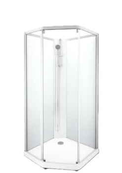 Showerama 10-5 classic femkantet brusekabine, 80x90 cm, alu/frostet glas