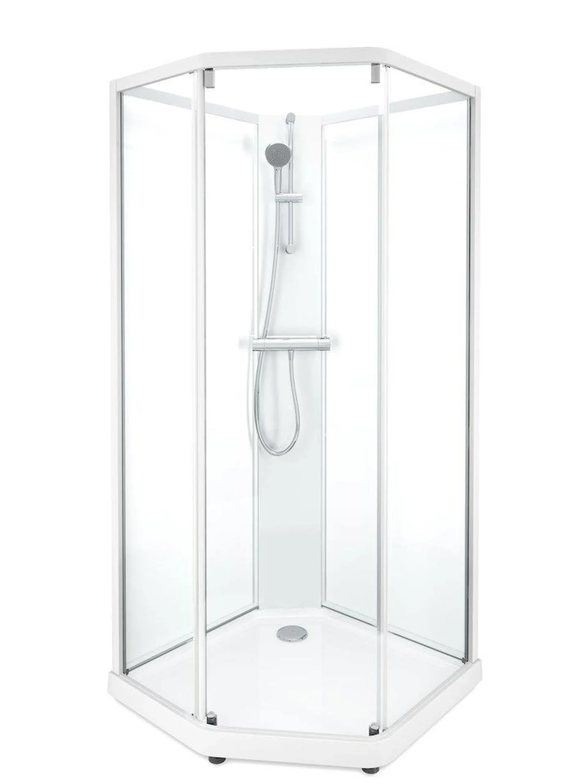 Showerama 10-5 classic femkantet brusekabine, 80x90 cm, hvid/frost