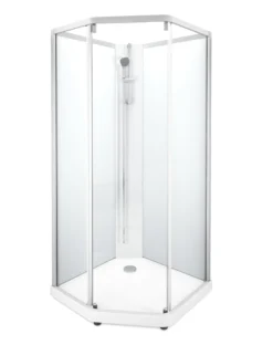 Showerama 10-5 classic femkantet brusekabine, 90x80 cm, hvid/frost