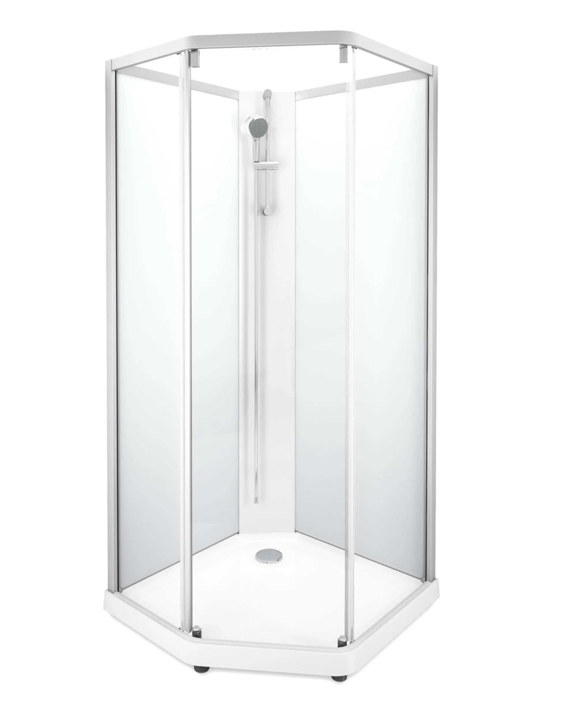 Showerama 10-5 classic femkantet brusekabine, 90x80 cm, hvid/frost