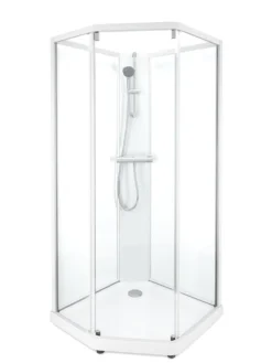 Showerama 10-5 classic femkantet brusekabine, 90x80 cm, hvid/frost