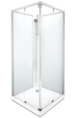Showerama 10-5 classic rektangulær brusekabine, 90x90 cm, alu/frost