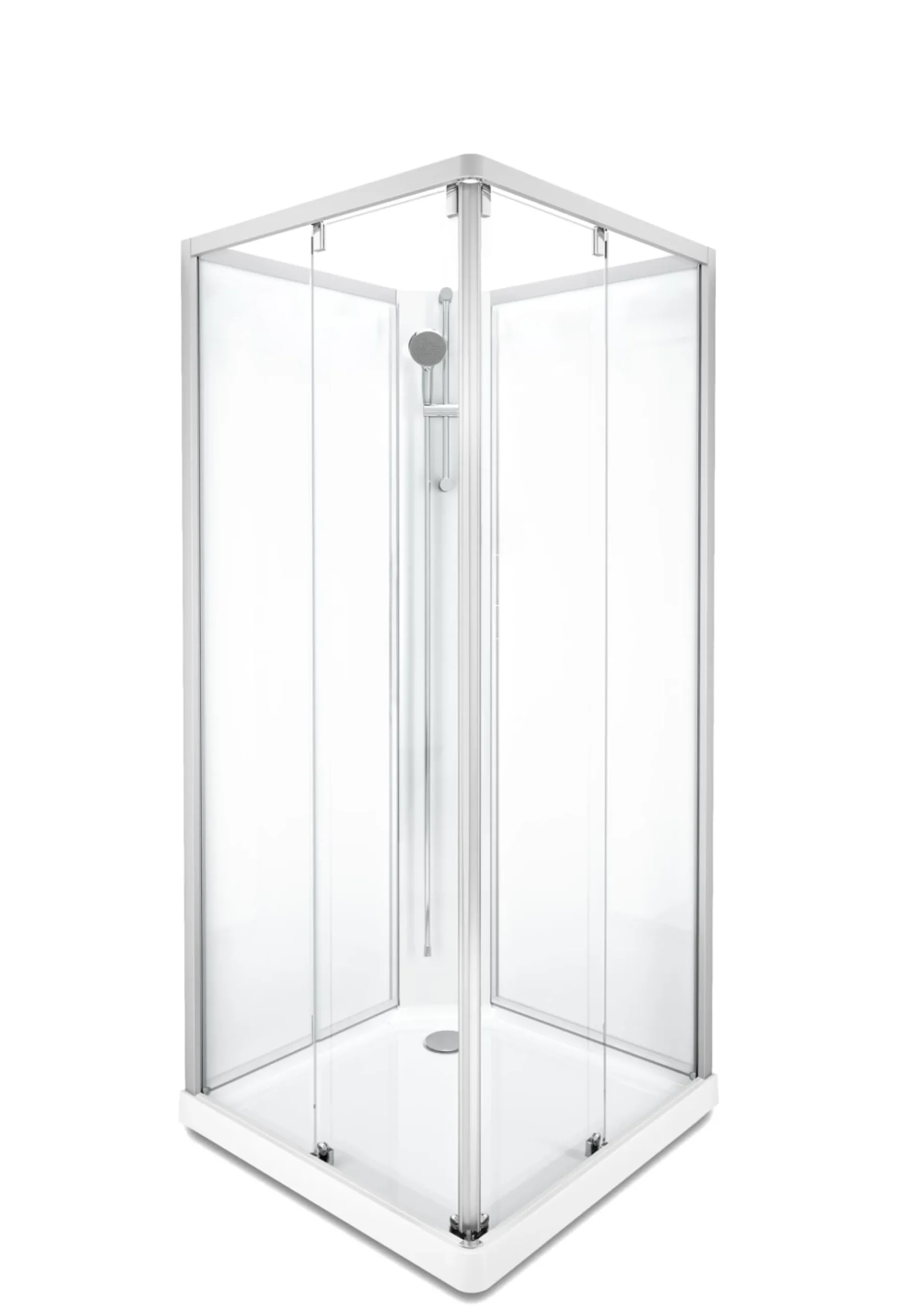 Showerama 10-5 classic rektangulær brusekabine, 90x90 cm, alu/klar