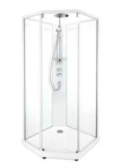 Showerama 10-5 comfort femkantet brusekabine, 100x100 cm, hvid/frost