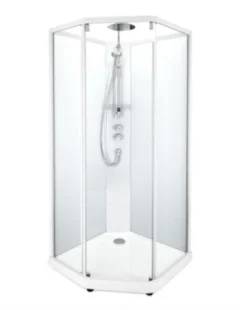 Showerama 10-5 comfort femkantet brusekabine, 100x100 cm, hvid/frost