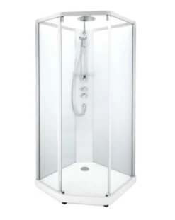 Showerama 10-5 comfort femkantet brusekabine, 90x90 cm, alu/frost