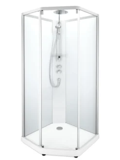 Showerama 10-5 comfort femkantet brusekabine, 90x90 cm, alu/frost