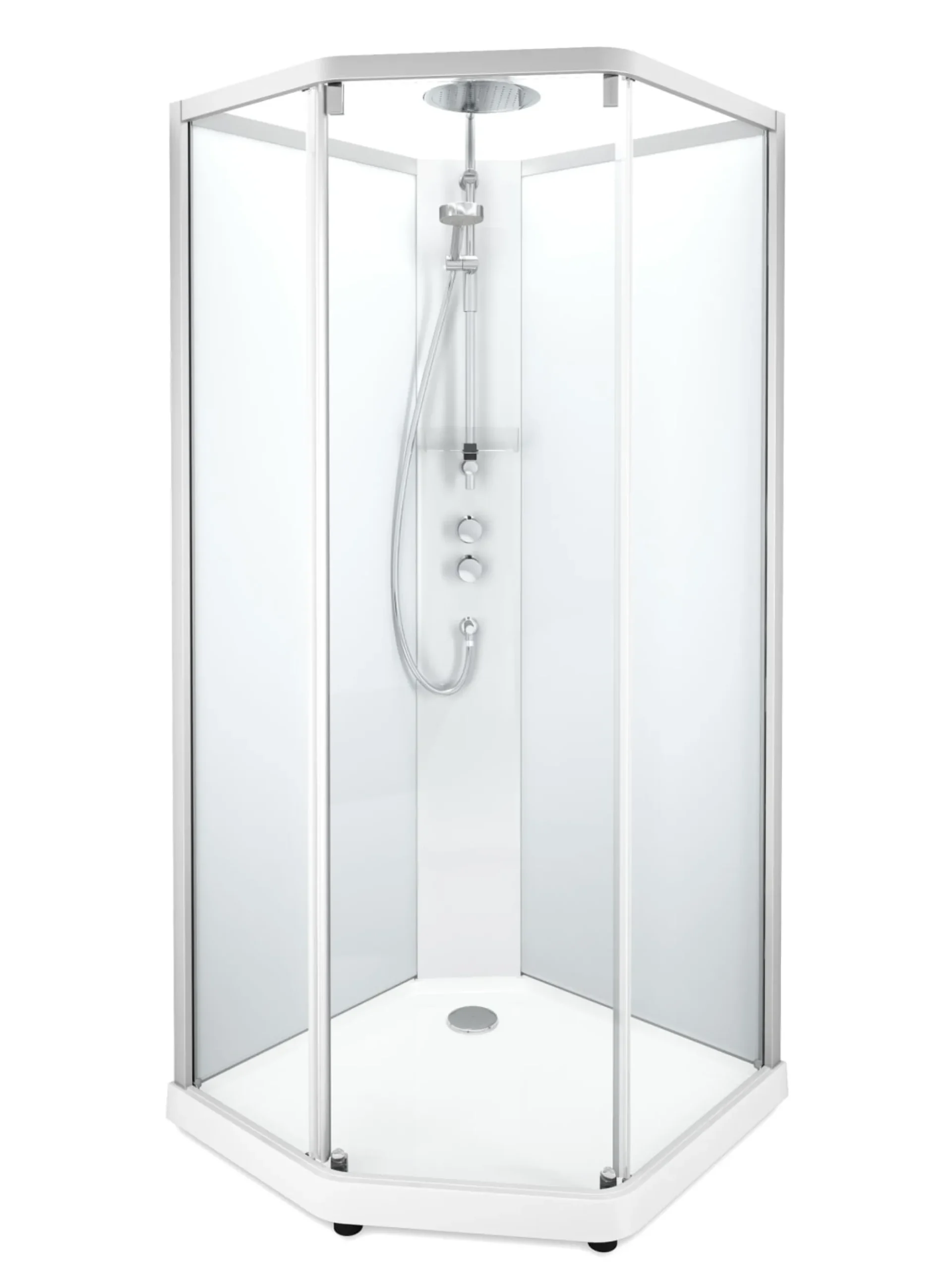Showerama 10-5 comfort femkantet brusekabine, 90x90 cm, alu/frost