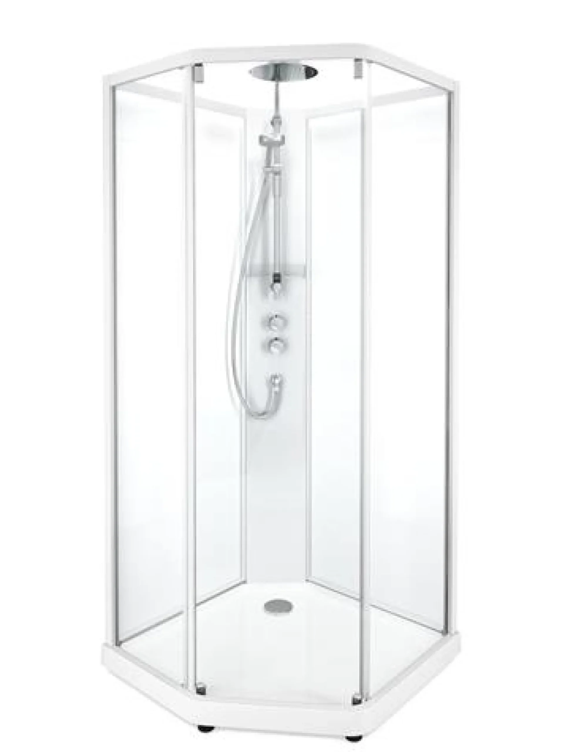 Showerama 10-5 comfort femkantet brusekabine, 90x90 cm, hvid/klar