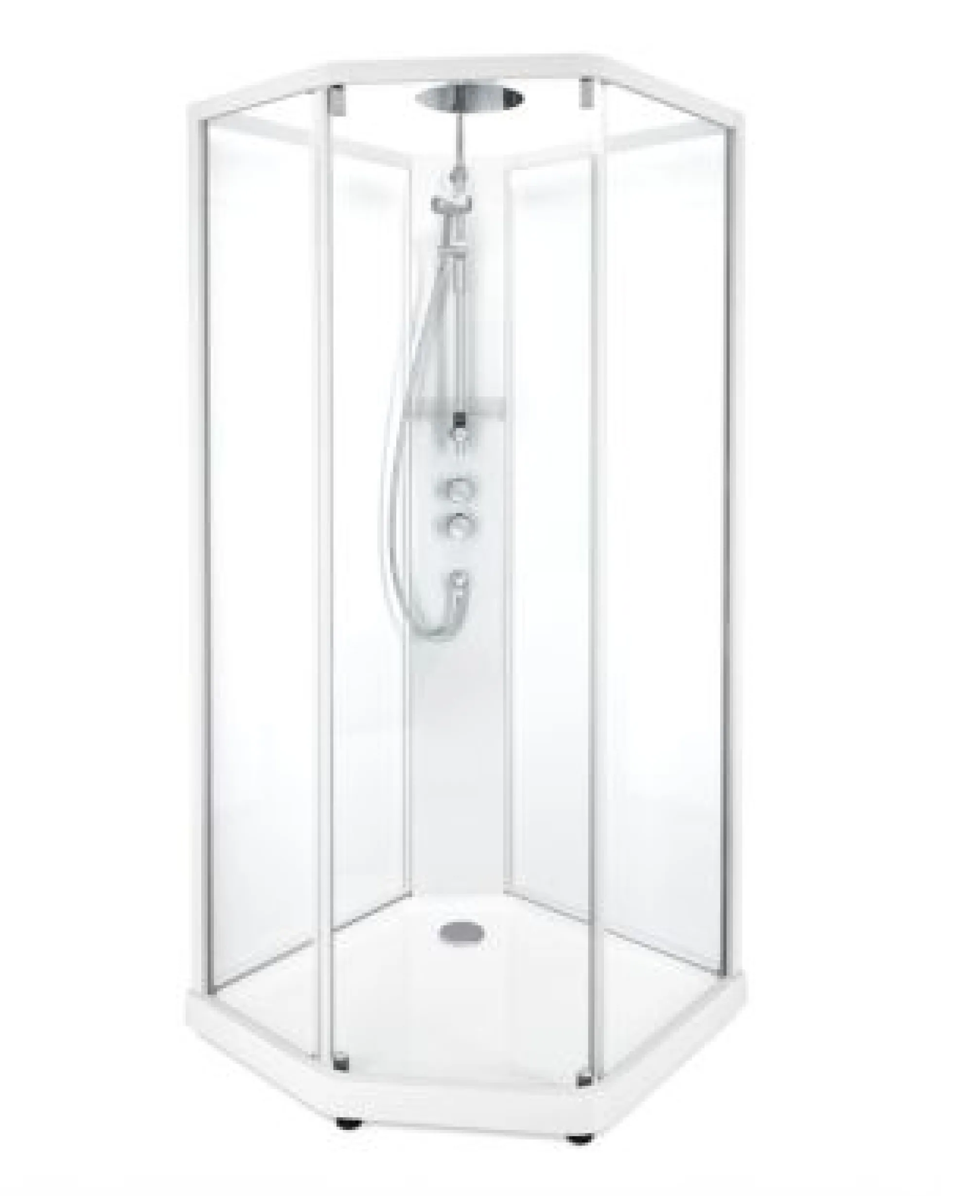 Showerama 10-5 comfort femkantet brusekabine, 90x90 cm, hvid/klar