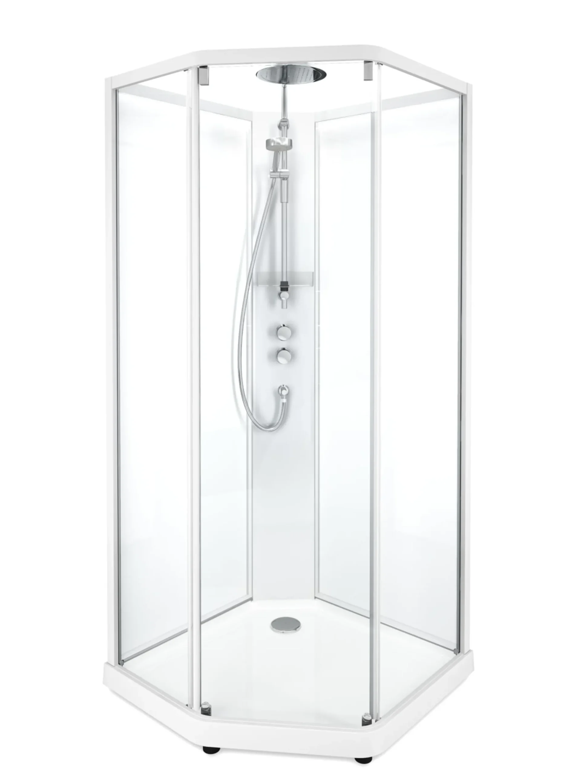 Showerama 10-5 comfort femkantet brusekabine, 90x90 cm, hvid/klar