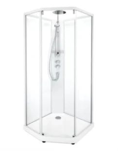 Showerama 10-5 comfort femkantet brusekabine, 100x100 cm, hvid/klar