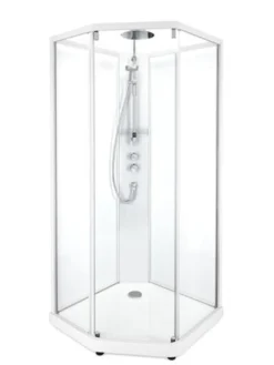 Showerama 10-5 comfort femkantet brusekabine, 90x90 cm, hvid/frost
