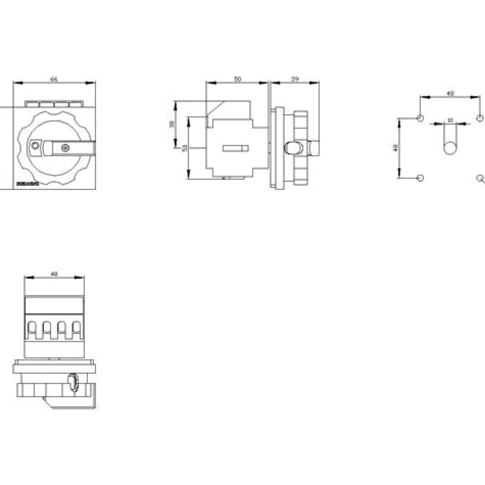 Siemens Nødafbryder, 4 polet, 16A, 7,5kW, rød og gul greb, 3LD2003-1TL53
