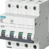 Siemens 5SL6 – Automatsikring, C 10A, 400Vac, 3P+N, 6kA, 4 modul