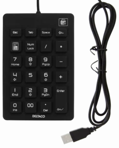 Silicone numpad, IP68, 23 keys, USB, black