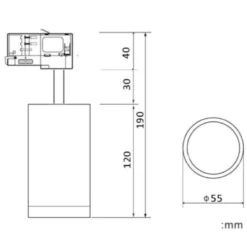 Skinnespot, GU10, hvid, passer i Global 3-faset og V-TAC, 230V, ekskl. lyskilde
