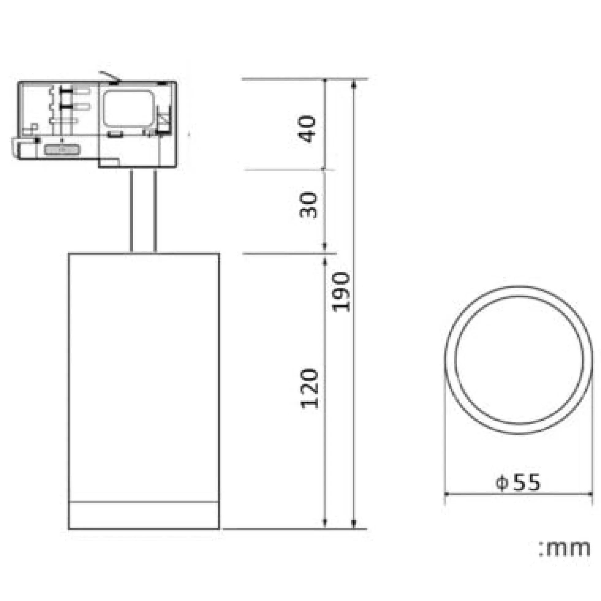 Skinnespot, GU10, hvid, passer i Global 3-faset og V-TAC, 230V, ekskl. lyskilde
