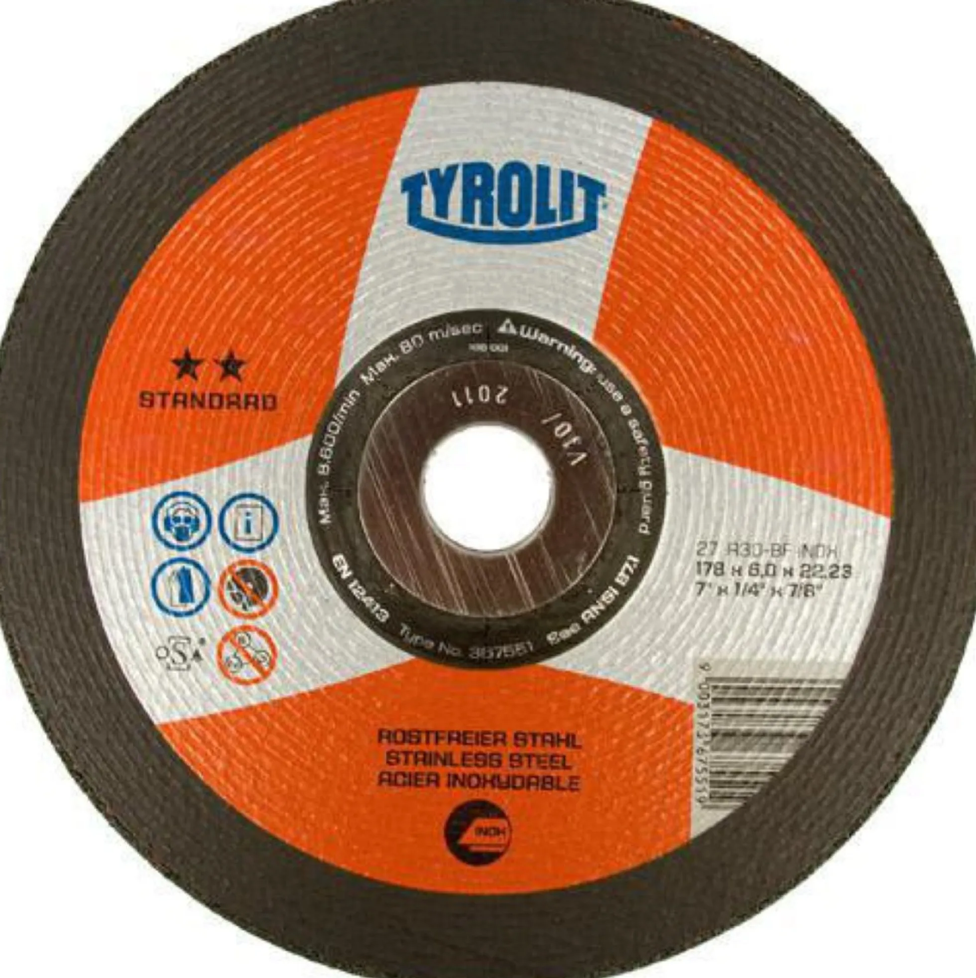 Skrubskive Standard 178X6X22,23 INOX