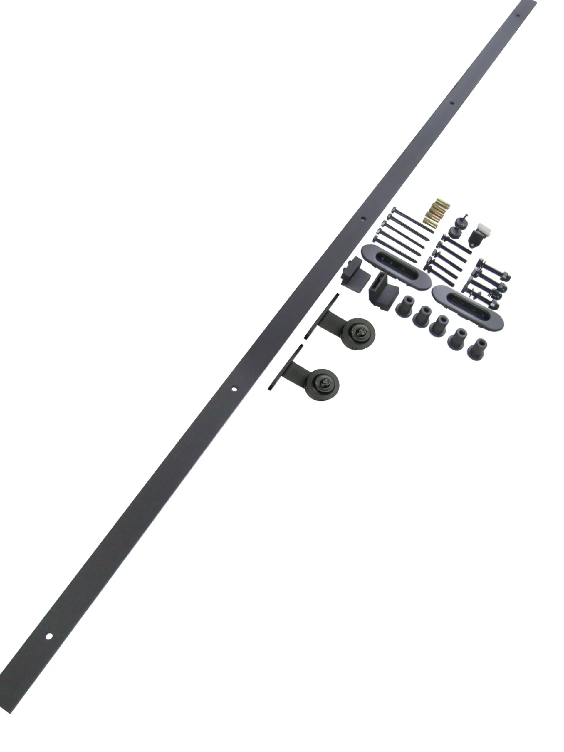 Skydedørsskinnesæt retro mat sort, 3m, soft close (single/dual) (80kg)