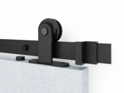 Skydedørsskinnesæt retro mat sort, 3m, soft close (single/dual) (80kg)