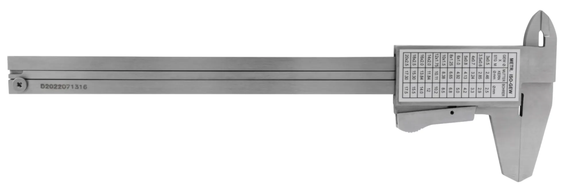 Skydelære med klemlås, 0-150 x 0,05 mm, 40 mm kæber - Diesella