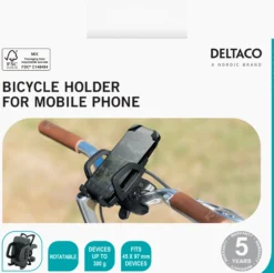 Smartphone-holder til cykler, drejelig, sort