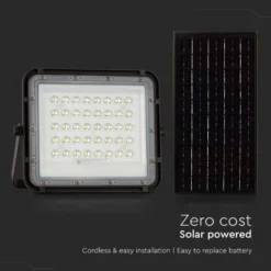 Solara LED projektør, 10W, 800lm, IP65, kold hvid, inkl. fjernbetjening og solcellepanel