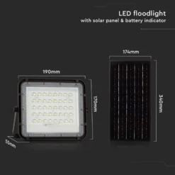 Solara LED projektør, 10W, 800lm, IP65, kold hvid, inkl. fjernbetjening og solcellepanel