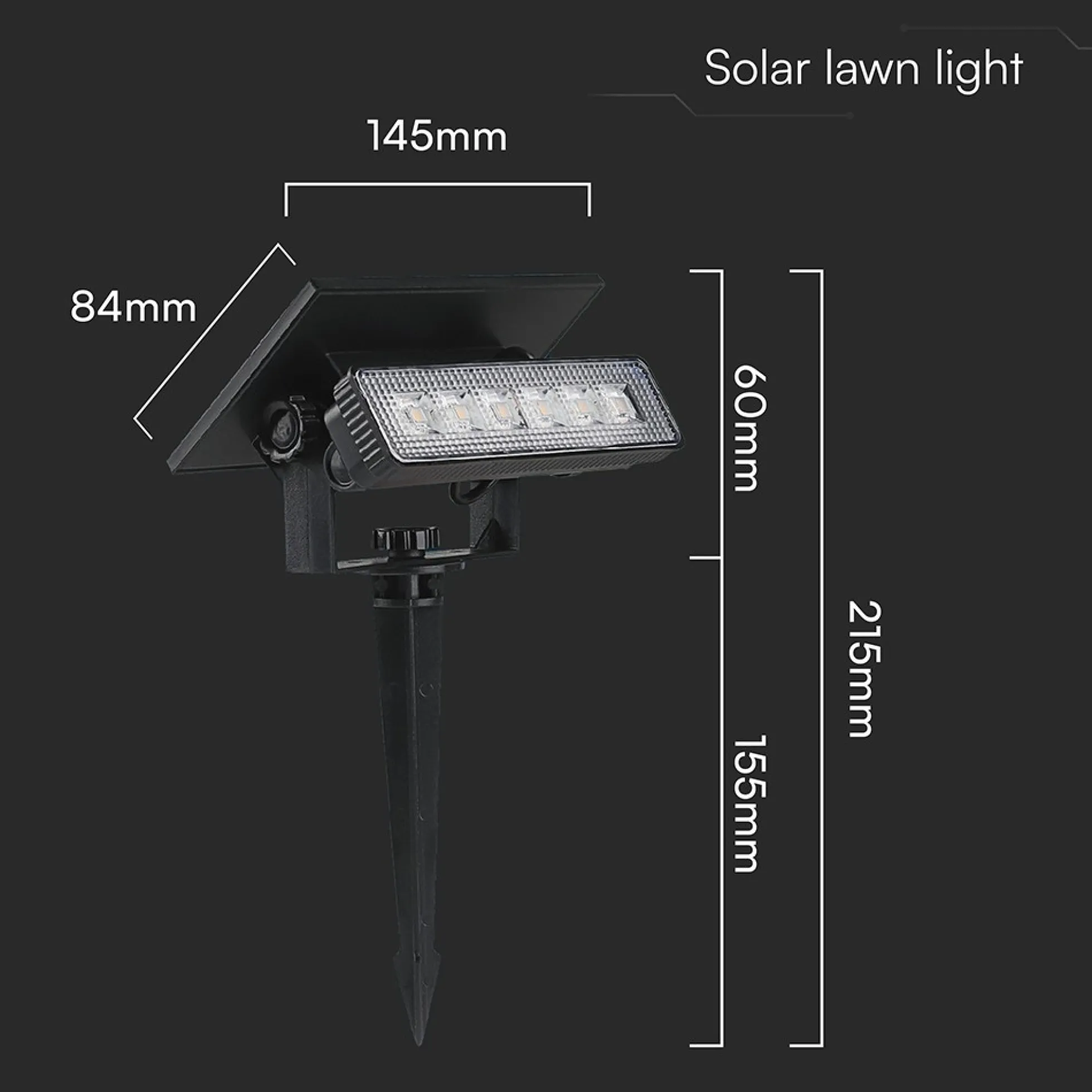 Solara Mini 2-i-1 havelampe, 0,9W, sort, IP65, 3000K, 80 lumen, 68° spredning, væglampe og spyd, solcelle - Kulør: Varm