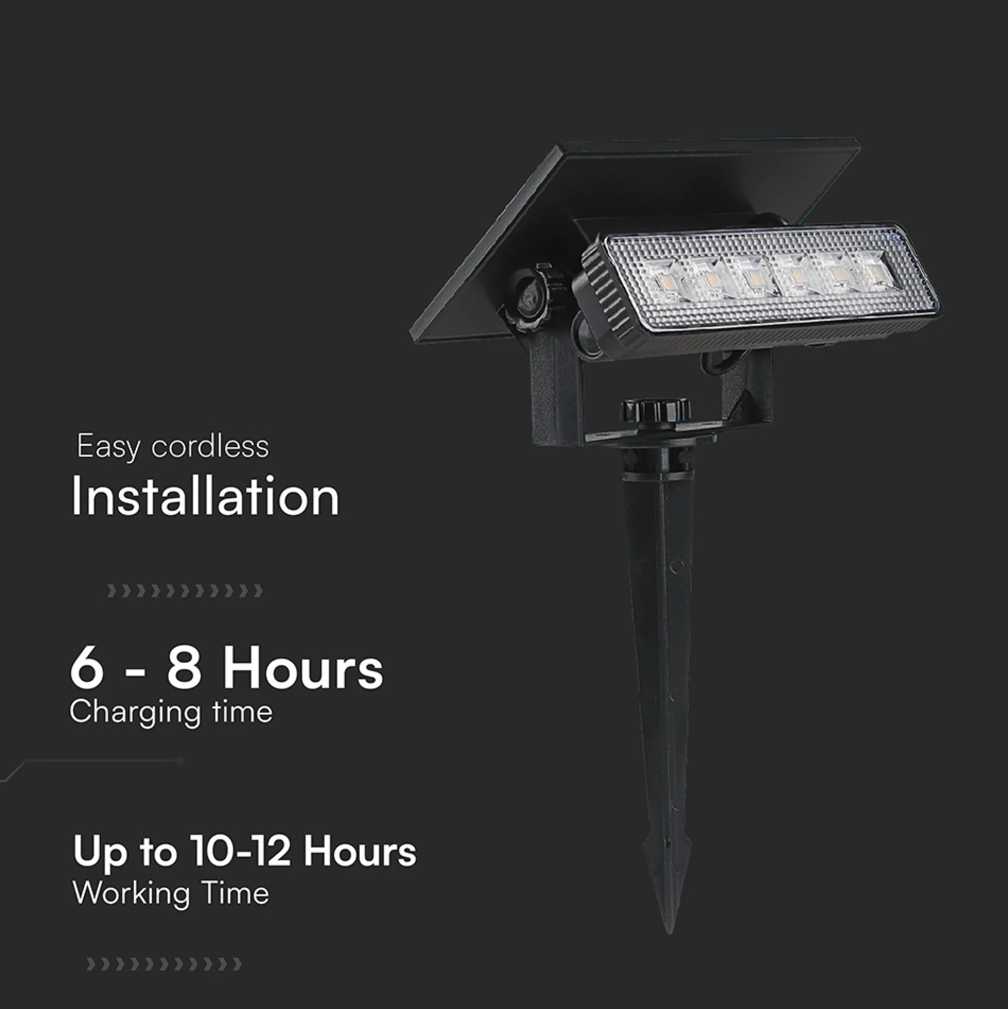 Solara Mini 2-i-1 havelampe, 0,9W, sort, IP65, 3000K, 80 lumen, 68° spredning, væglampe og spyd, solcelle - Kulør: Varm
