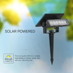 Solara Mini 2-i-1 havelampe, 0,9W, sort, IP65, 3000K, 80 lumen, 68° spredning, væglampe og spyd, solcelle - Kulør: Varm