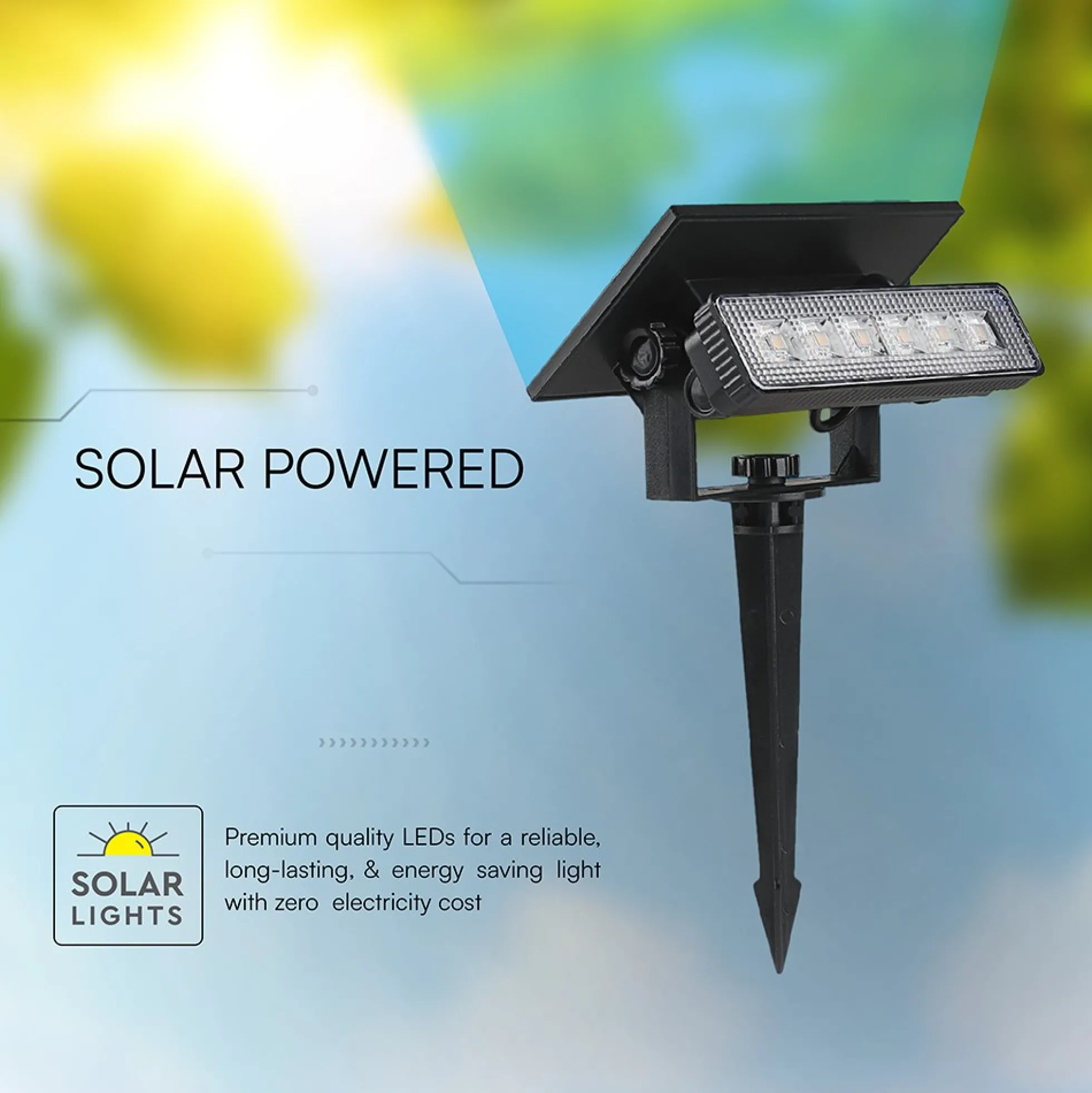 Solara Mini 2-i-1 havelampe, 0,9W, sort, IP65, 3000K, 80 lumen, 68° spredning, væglampe og spyd, solcelle - Kulør: Varm