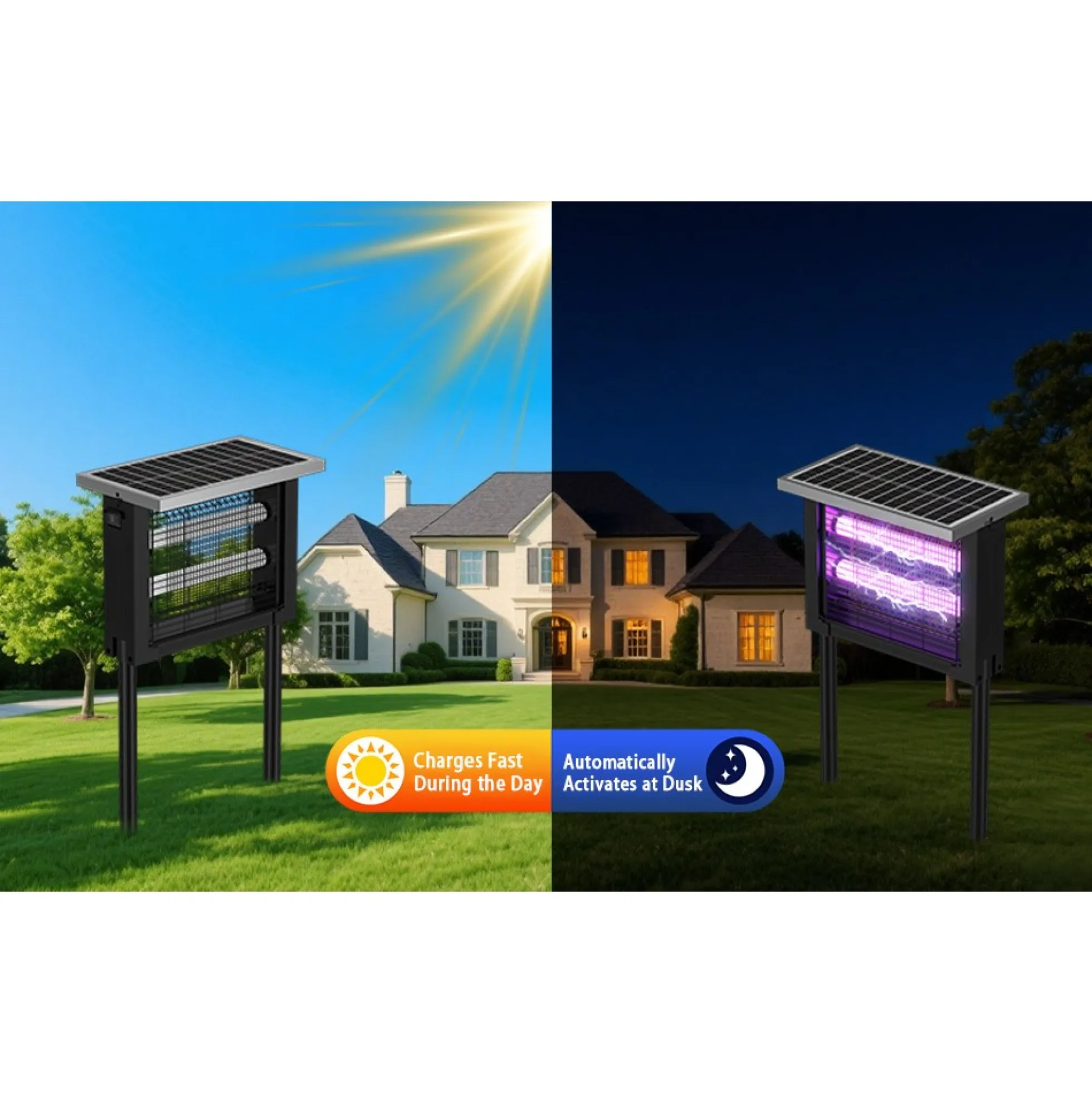 Solcelle insektlampe, sort, IP65, 20W, 120m2